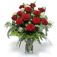 red rose in vase